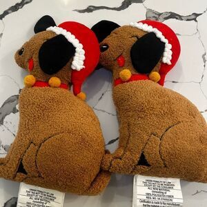 Festive Dog Plush with Santa Hat NWT
